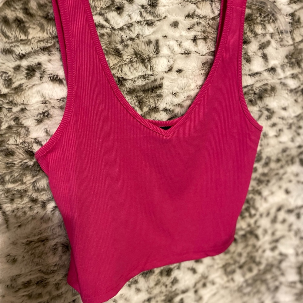 sonic pink V neck tank top